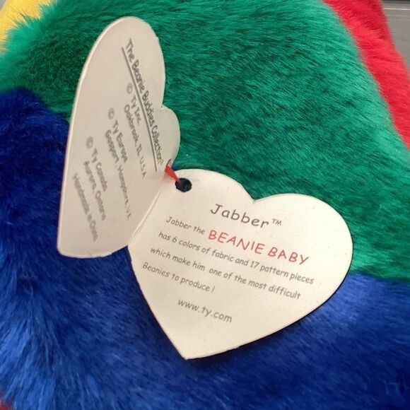 Ty Beanie Baby Buddy Jabber 1999 Plush Parrot Bird with Tags Great Condition - Picture 9 of 12